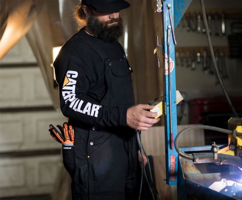 HU Caterpillar férfiak védjegy banner hosszú ujjú póló fekete F4P68D225 | felsők és felsőruházat